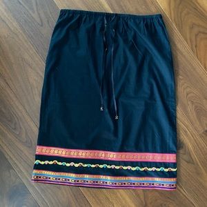 [River Island] Embellished Black Cotton Skirt with Drawstring Waist